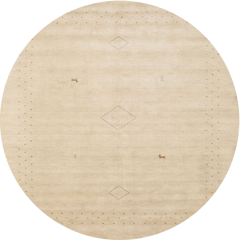 Tapis abstrait crème, Rond 4 pi
