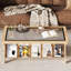 Table basse rectangulaire avec plateau en verre et tablette de rangement-1579838999