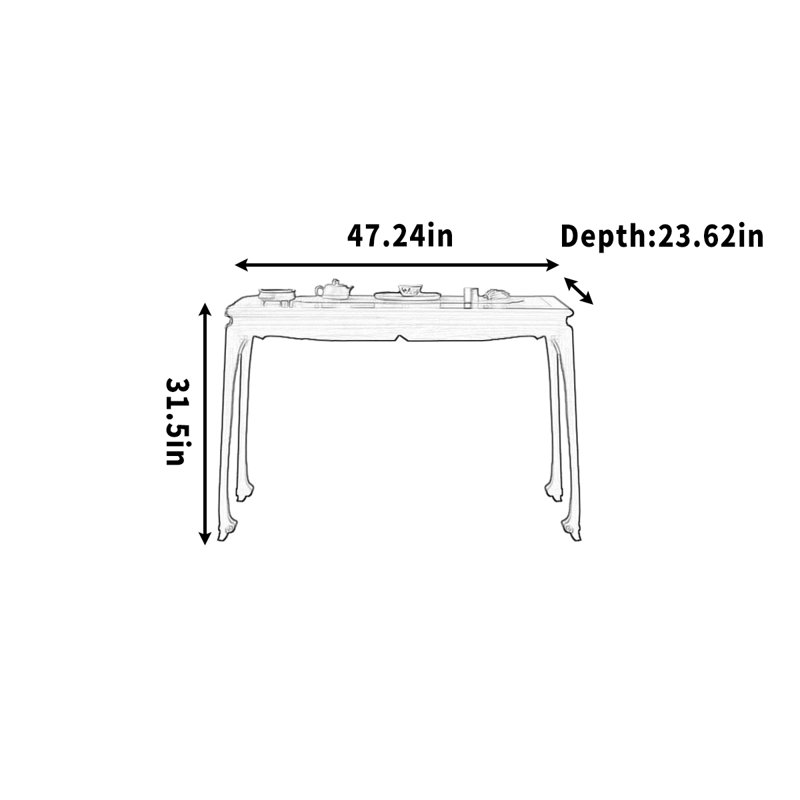 Bureau de style chinois, table d'écriture pour la calligraphie, H 31,5 po x l 47,24 po x P 23,62 po