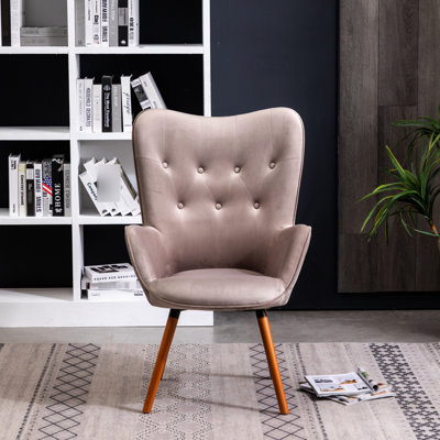 Fauteuil en velours soyeux brun chocolat foncé - Pieds en bois massif, dossier de couleur confort, fabrication
