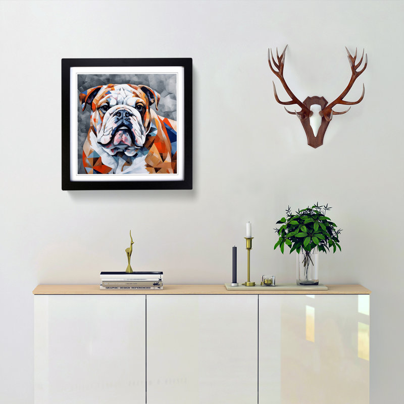 British Bulldog Cubism - Framed Print, Black
