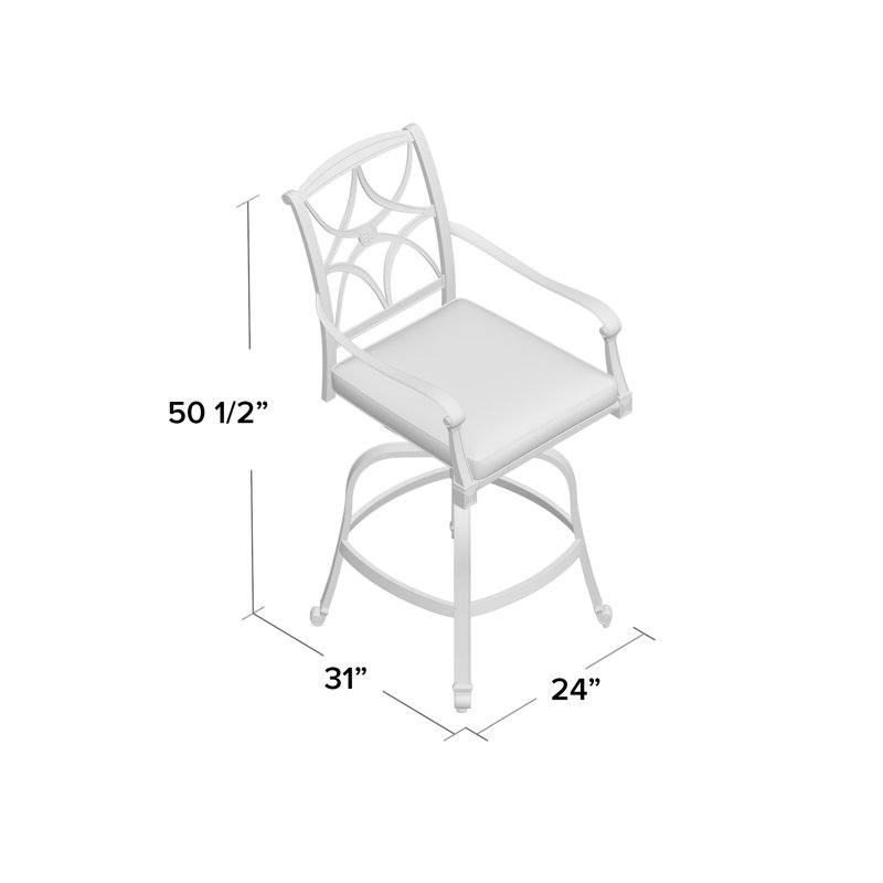 Wiltshire Outdoor Swivel Bar Stool, 30.25", Spectrum Denim Sunbrella® Plainweave, Chestnut Brown