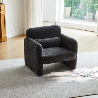 34" Boucle Cloud Accent Chair, Curved Back Single Armchair, Plush Upholstered, Tool-Free Assembly, Space-Saving For Small Apartments, Office & Bedroom