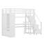 Lit mezzanine en métal avec garde-robe, bureau en L, tablettes à 5 niveaux et ports USB, poste de travail peu encombrant-62527308