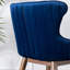 De 2 tabourets à oreilles à hauteur de comptoir bleus, revêtement, mousse dense, conception avec pieds fuselés, tabourets galvanisés en noyer, en métal et en métal doré (2), rembourrage en mousse épaisse, style Mid-Century-1558285134