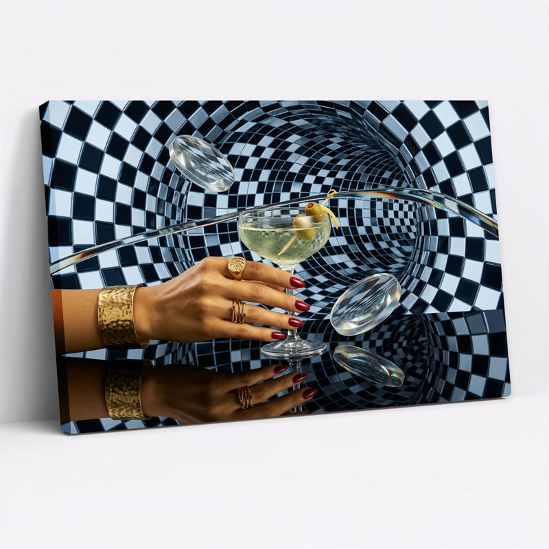 «Green Martini Cocktail» avec olives en noir et blanc, H 28 po x l 40 po