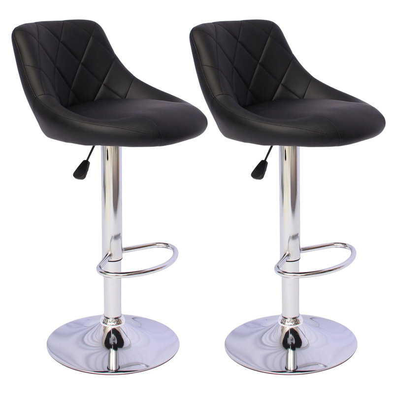 Trimont Swivel Upholstered Faux Leather Adjustable Height Bar Stool, Black