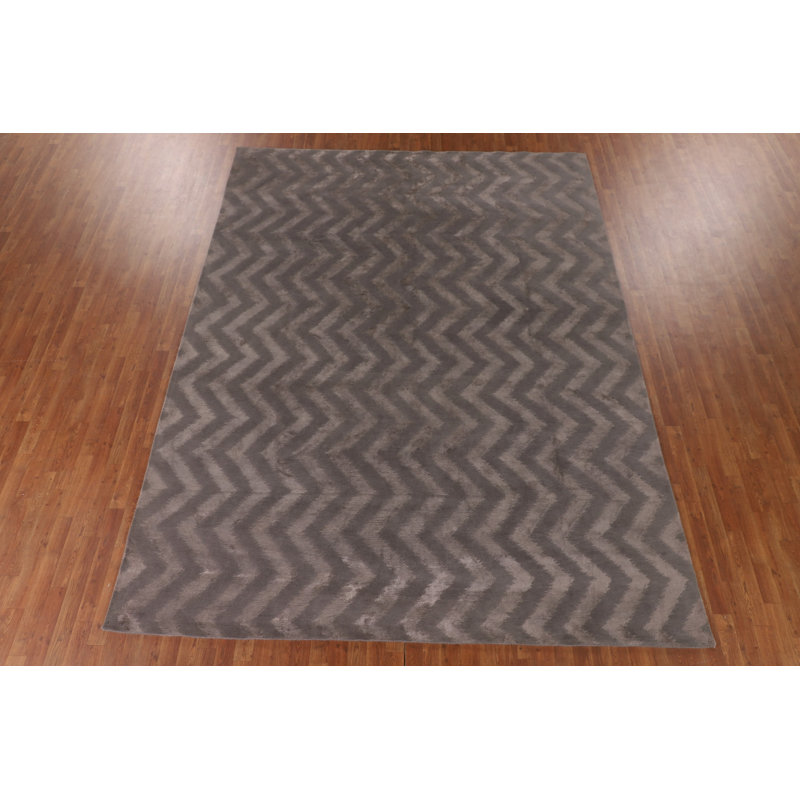 Tapis népalais oriental fait à la main de style chevron 9 x 12