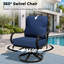 Ensemble de conversation de patio 4 pièces avec causeuse, chaises pivotantes, table basse et coussins en oléfine bleue-2102534828