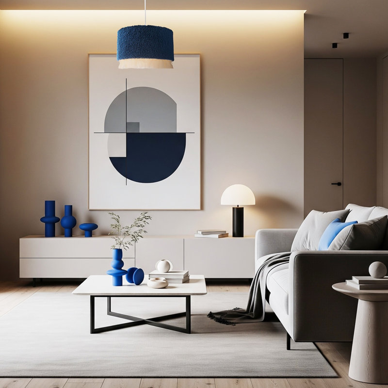 16cm H Fabric Drum Lamp Shade ( No Direct Attachment Method ) in Navy