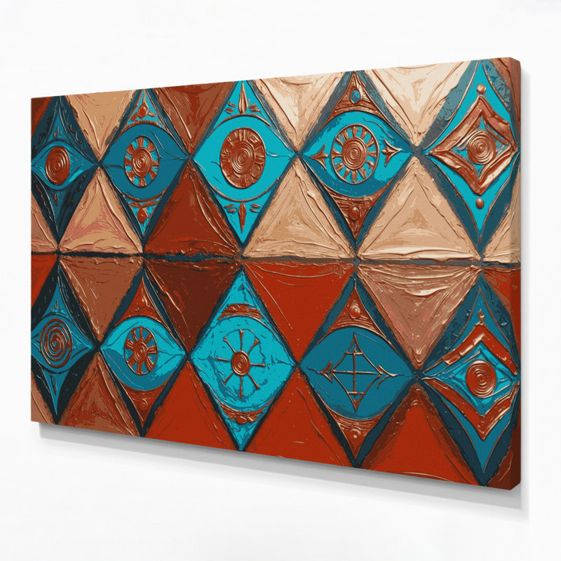«Southwestern Patterns Zuni Diamonds 240», art mural sur toile brune