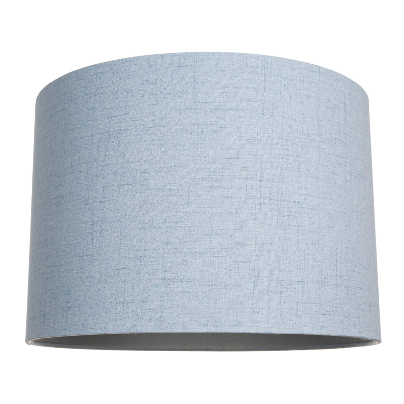 30cm Linen Drum Lamp Shade, Blue, 20cm H x 30cm W x 30cm D