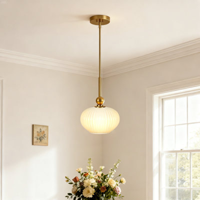 1-Light Modern Matte White Glass Globe Pendant