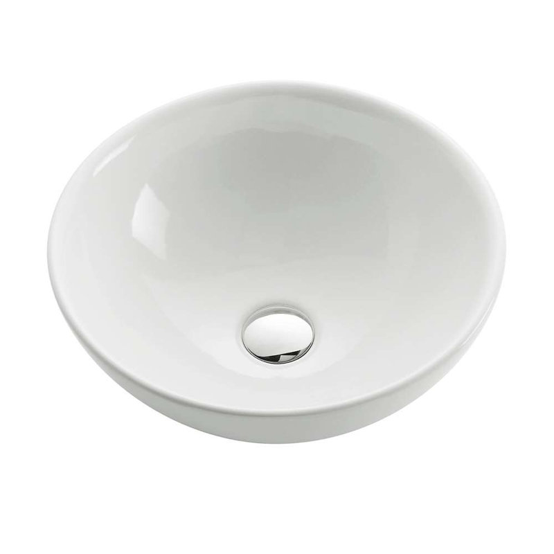 FontanaShowers Ceramic Circular Vessel Bathroom Sink with Faucet