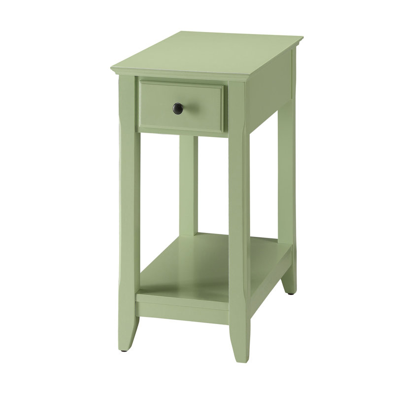 Light Green Accent Table with Bottom Shelf