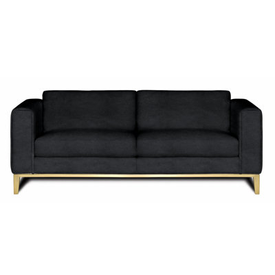 Canapé à accoudoirs carrés en cuir véritable 96 po Tobi