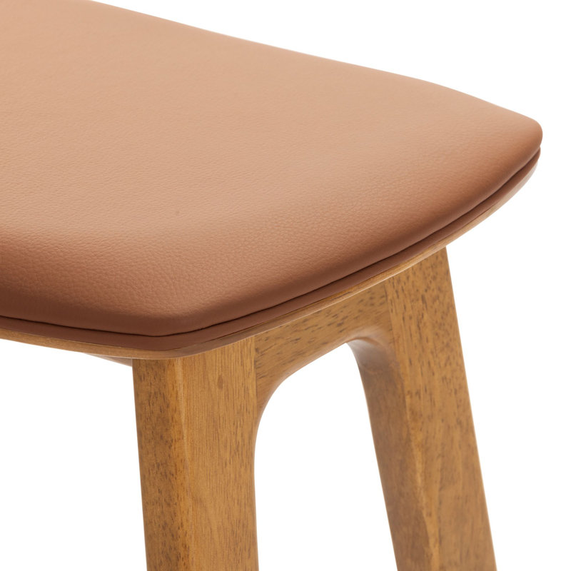 Tabouret de bar tapissier Beryl (30 po) - paquet de 2, cuir de polyuréthane pacane / caramel, 2, Bar Stool (31” Seat Height)