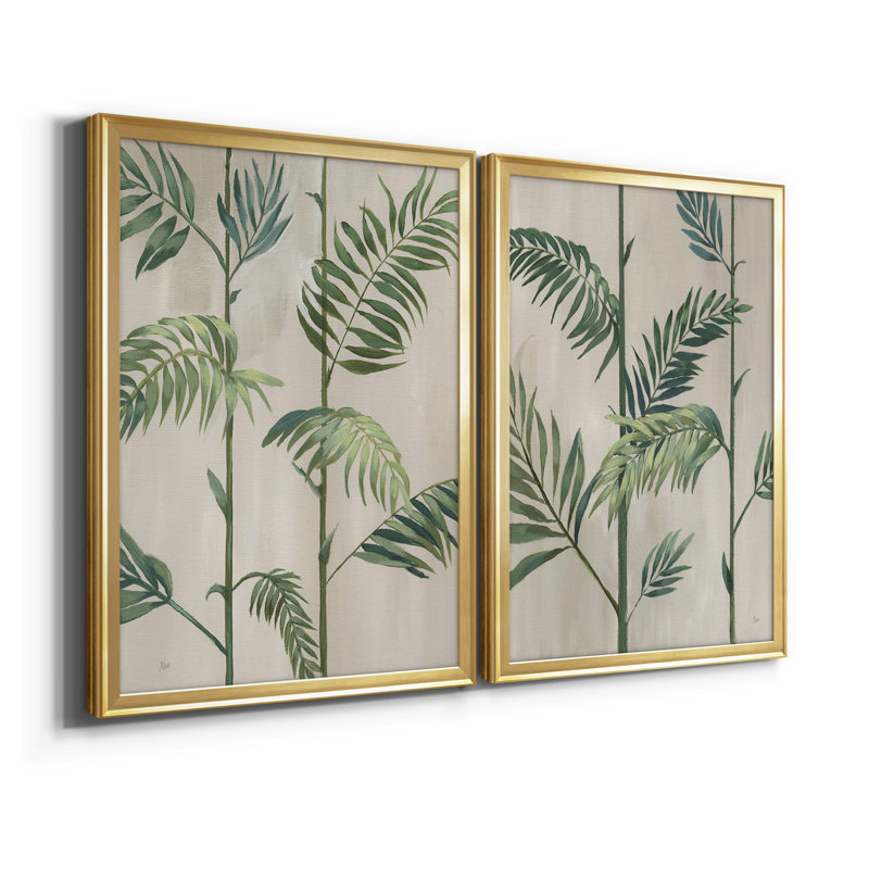 Modern Fronds I - 2 pièces, Or, H 18,5 po x l 49 po x P 1,5 po