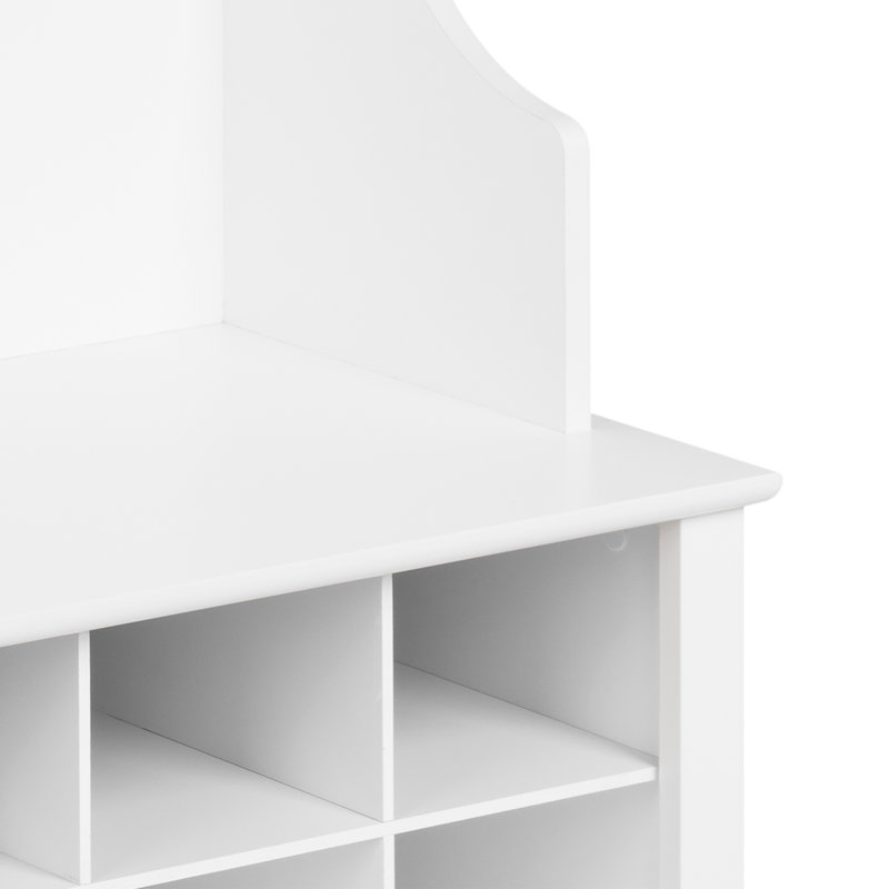 Gracie Hall Tree 60'' Wide with Bench and Shoe Storage, Shoe Cabinet, Storage Cabinet with 24 Shoe Cubbies and 6 Double Coat Hooks 15.5" D x 60" W x 77" H, White