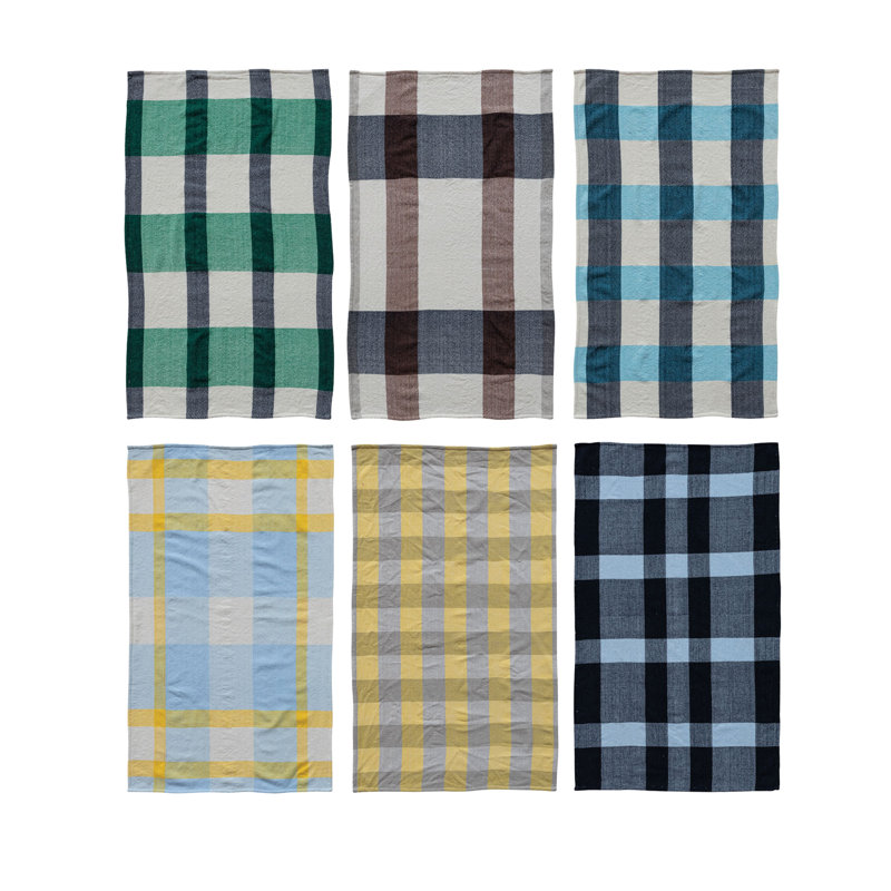 Ensemble de 6 serviettes à thé en microfibre à motif guingan