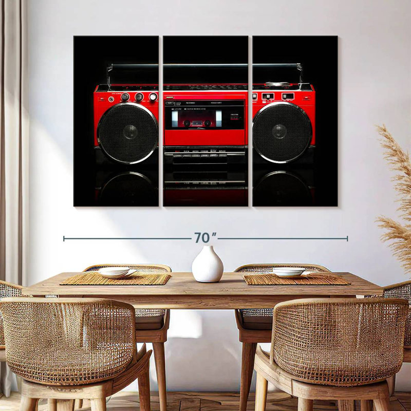 Abarca Retro Red Boom Box, 42" H x 65" W