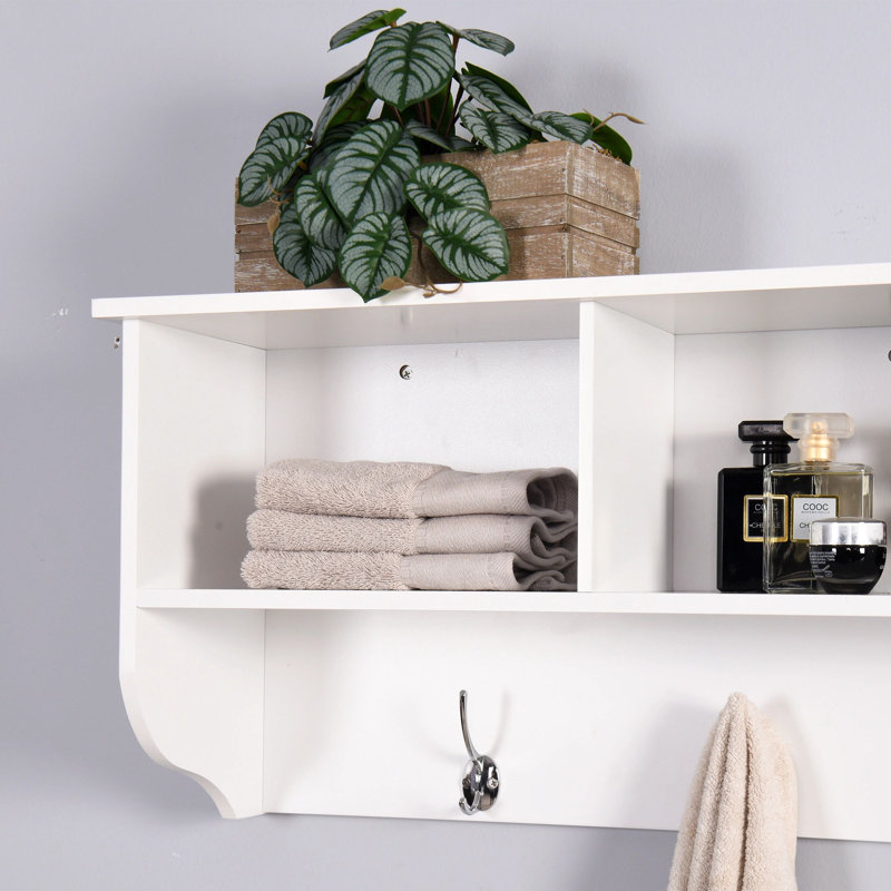 Accent Shelf with Hooks, Wall Mounted Coat with Hooks