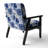 Beige And Blue Ornate Damask Dahlia - Upholstered Farmhouse Arm Chair, Rustic Floral Accent Chair