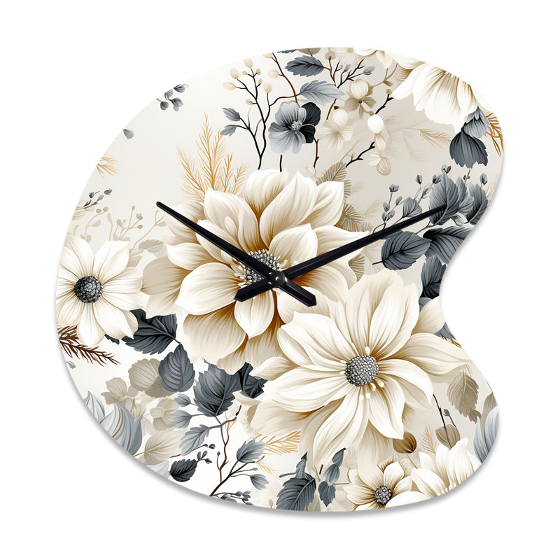 Motif de bohème éthéré bleu et blanc - impression florale de forme unique, horloge murale, Petit