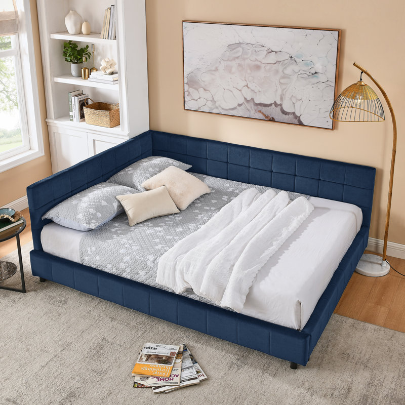 Verasha Upholstery Bed Frame, Dark Blue