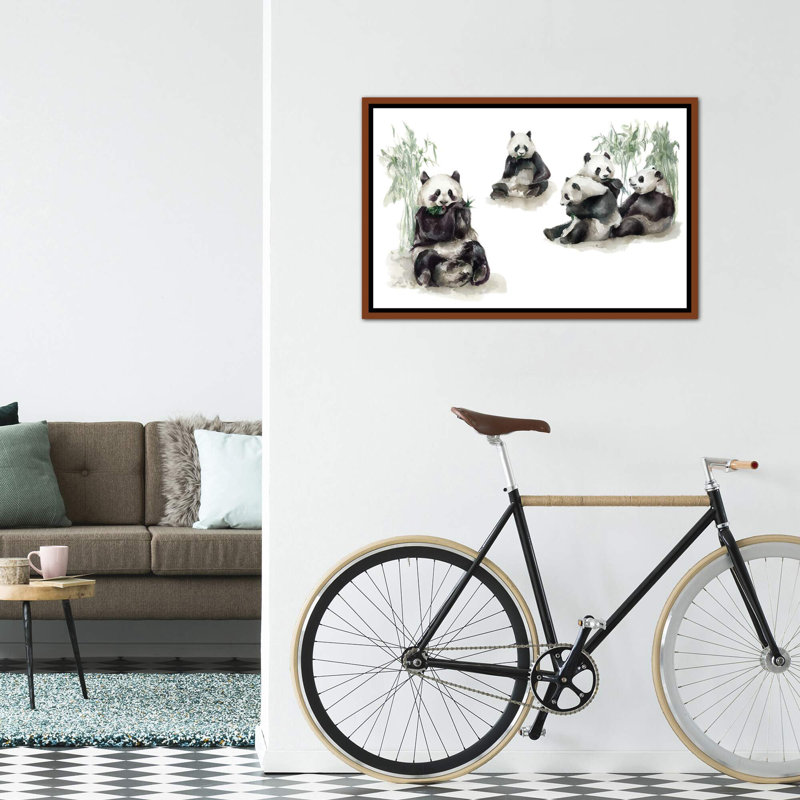 Pandas, H 40 po x l 60 po x 1,5 po, Toile classique avec cadre brun