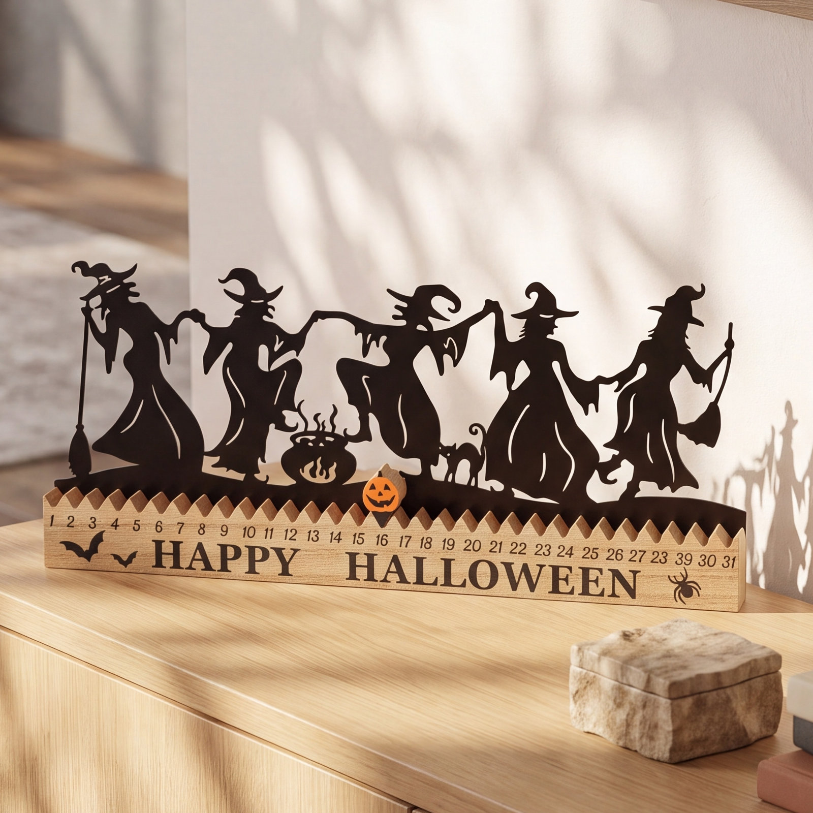 Handmade Wood Dancing Witch Advent Calendar