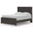 Peny Queen Size Bed, Chevron Pattern, Panel Headboard, Charcoal Black-118778059