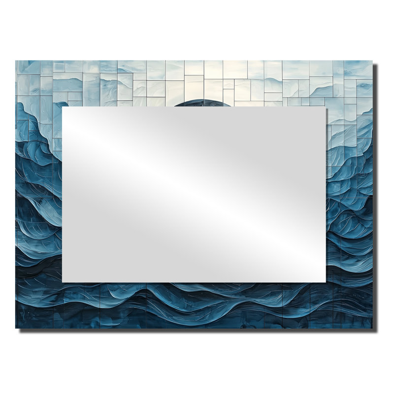 Eclipse Moon On Coastal Reflection II - Fantasy Accent Wall Mirror - Printed On Metal, 24" x 32"