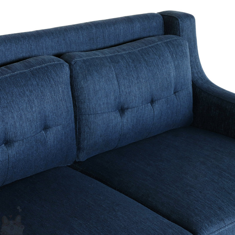 Causeuse à accoudoirs carrés 58 po, Tissu bleu marine