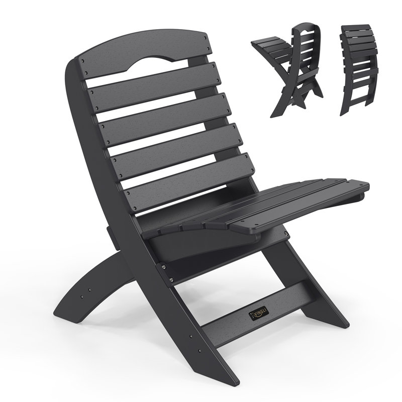 Chaise Adirondack portable en PEHD pour patio, Noir, noir, noir, noir