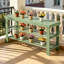 Tabouret en bambou vert avec étagère à chaussures double en nouilles plates, banc de rangement d'entrée de 33 pouces, banc à chaussures pour chambre de boue, porche et couloir intérieur