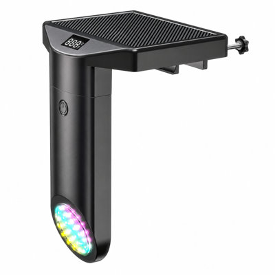 Round Solar Pool Light with Remote, IP68 Waterproof RGBW LED for Above Ground and Inground Pools, Temperature Display