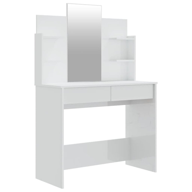 Sartell Dressing Table with Mirror, High Gloss White