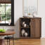 Buffet Buffet avec rangement, ensemble de 3 armoires décoratives de style Mid-Century avec portes arquées, console média modulaire, crédence pour salon, salle à manger, entrée, noyer-131052926