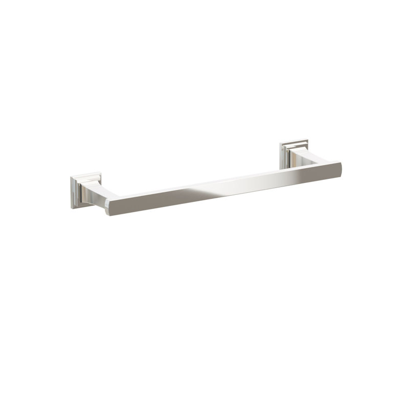 Barre à serviettes évasée transitionnelle 9 po avec rosette carrée Emtek, Nickel poli, H 1,625 po x L 13,375 po x P 3,125 po