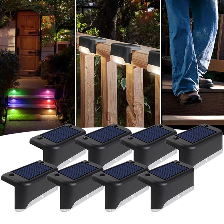 Black Solar Powered LED Plastic Deck Light (Set of 6) LETMY