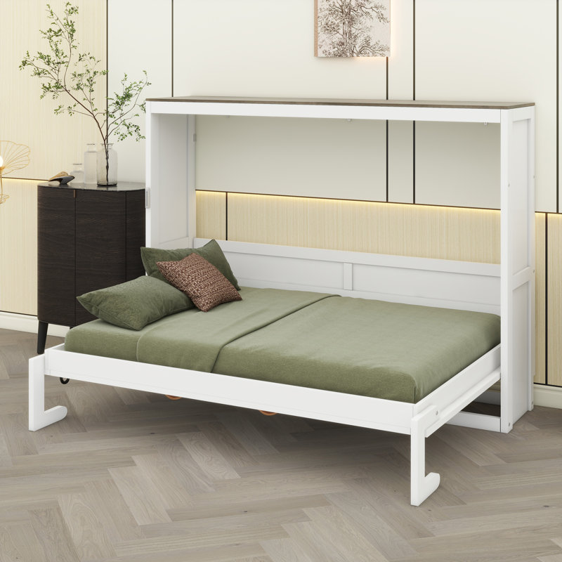 Lit escamotable pliable, Blanc, Double