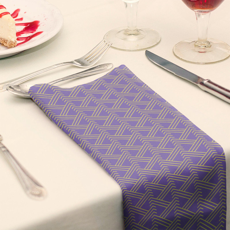 Serviette de table en coton Zig Zag, Mauve/jaune, H 0,1 po x l 22 po x P 22 po, Croisé en coton