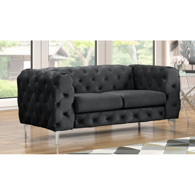 Graford 63'' Velvet Loveseat, Black