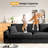 101" Oversized Corduroy Sofa with Square Armrests and Pocket Spring Cushion Seat - Black-1225444062