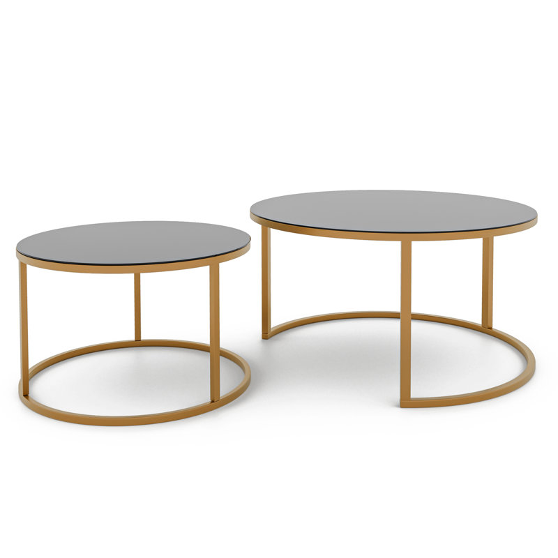 Coffee Table with Storage, Black Glass, 48cm. H x 80cm. L x 80cm. W, Gold