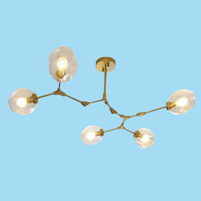 5 - Light Wood Sputnik Sphere Chandelier