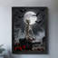 Reproduction d'art encadrée noire rétro crâne gothique foncé-40067295