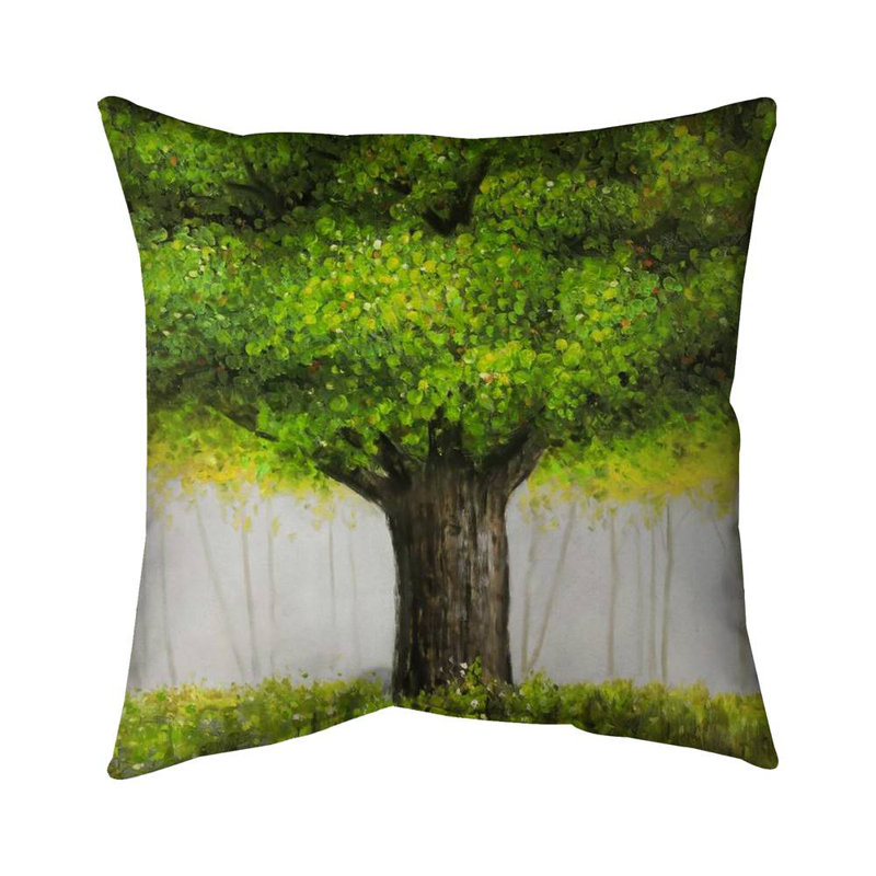 Big green tree - 18"x18" Outdoors Throw pillow - Spun poly - Print on demand