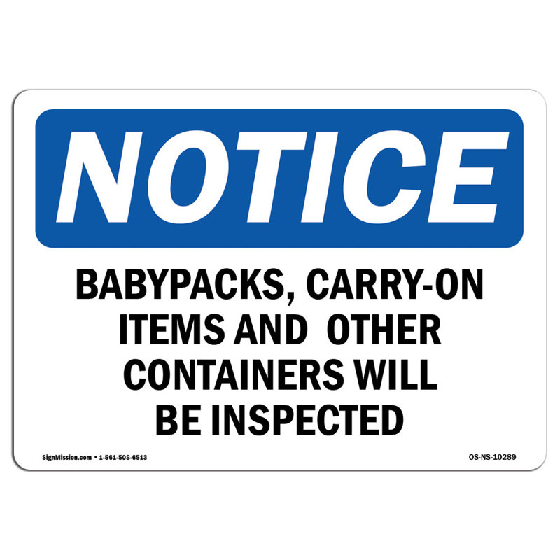 On Items and Other Containers Sign